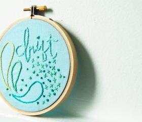 Hand Embroidery in 4 inch Hoop. Drift, Shades of Blue and Green. By merriweathercouncil 