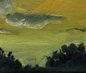 Yellow Sunset Clouds Mini Oil Painting Art Print - Summer Sunset Series 6 of 10
