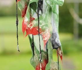 Scarf. Felted Scarf .Nuno Felted Scarf .Handmade wool and silk scarf.Silk Organza Scarf.Flower Scarf.