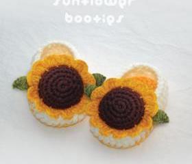 Sunflower Booties Crochet PATTERN (pdf)