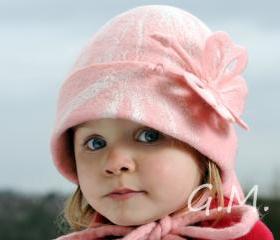 Hat .Girls hat . Nuno Felted Children's Hat 