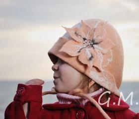 Hat .Girls hat . Nuno Felted Children's Hat 