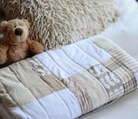 Baby Quilt - Neutral Modern Patchwork - 'Dream Brother'