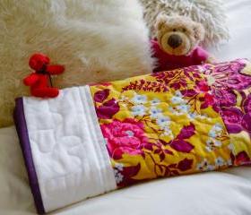 Baby Quilt - Pink & Gold Patchwork - 'Gypsy Rose'