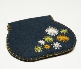 Flex frame Purse Blue flowers Wallet Cluth Pouch