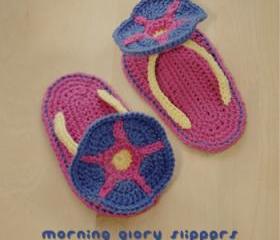 Morning Glory Baby Slippers Crochet PATTERN, SYMBOL DIAGRAM (pdf)