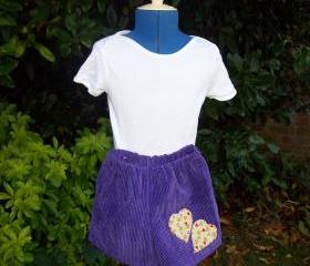 Girls purple cord heart shorts