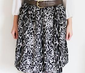 Leopard Print Skirt with Bubble Hem S, M