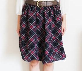 Plaid Bubble Hem Skirt S, M