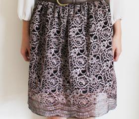 Lace Shimmer Pink Purple Skirt with Lining S, M