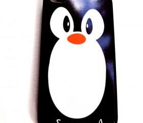 Penguin iPhone Case for 4 and 4S Model iPhones Black Rubber Case