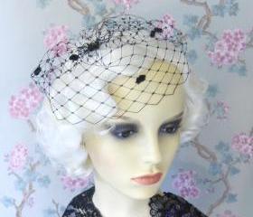 Mini Birdcage Veil, Black, White, Ivory, Dotty.