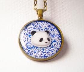Panda Portrait Necklace - Animal Necklace - One of a Kind