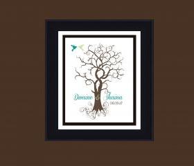 personalized Wedding tree, guestbook, finger print wedding signature tree 18x24 100 signatures