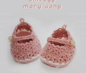 Vintage Mary Jane Baby Booties Crochet PATTERN, SYMBOL DIAGRAM (pdf)