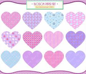 Hearts Clipart - Pink Purple Light Blue - DIY Projects - Cardmaking - Labels - Invitations - Personal and Commercial Use - 1376