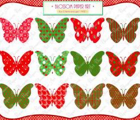Christmas Clipart - Butterflies - Printables - DIY Projects - Personal and Commercial Use - 1372