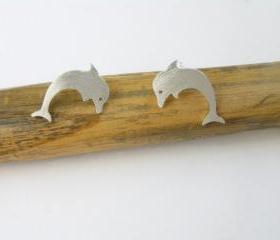 Sterling Silver Dolphin Stud Earrings