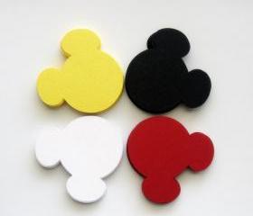 36 Mickey Mouse die cut (4 x3.75 inches) in Yellow, red, white and black A167
