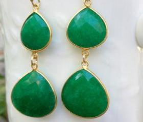 Green Sapphire Earrings, Luxury Gemstone Earrings, Celebrity Earrings, Fashion, Anniversary Gift, Christmas Gift, For Wife, Girlfriend,