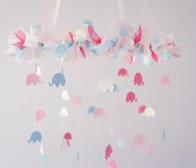 Pink Elephant Nursery Decor Mobile- Baby Shower Gift, Photographer Prop