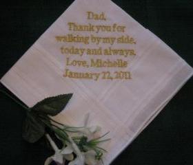 Personalized Wedding Gift - Wedding handkerchief -for Father of the Bride with Gift Box 19B