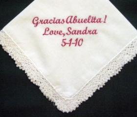 Wedding hankie for a Spanish Grandmother with Gift Box 101S