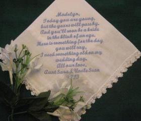 Personalized Wedding Gift Handkerchief for the Flower Girl 133S with a free gift box.