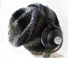 Slouchy Gaming Beanie Esports crochet slouch hat "Smoke Bomb" Under Headset softens and absorbs sweat Black Gray Yellow Gift for guy man