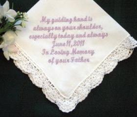 Personalized wedding gift-wedding handkerchief in fathers memory with Gift Box 45S