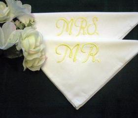 Personalized Wedding Mr. and Mrs. Wedding Napkins for the Bride and Groom