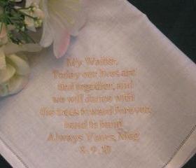 Personalized Wedding Gift - Wedding hanky Linen from the Bride to the Groom with Gift Box 71B