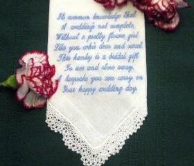 Personalized Wedding Gift - Wedding Handkerchief for Flower Girl with Gift Box 59S