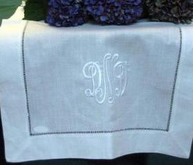 White Linen Hemstitched Table Runner 16x54