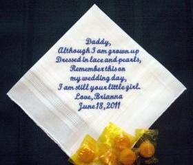 Personalized Wedding Gift Handkerchief from the Bride to her Father 27S