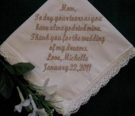 Personalized Wedding Gift -- Bridal ivory wedding handkerchief with gift box 9S