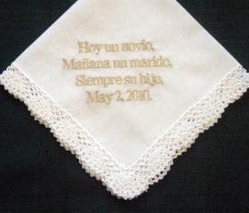 Spanish Wedding Hanky for Mother of the Groom with gold metallic thread with Gift Box 60B