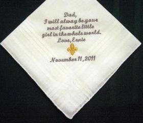 Personalized Wedding Handkerchief from the Bride to her Father 118S