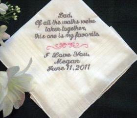 Personalized Wedding Handkerchief from the Bride to her Father 115S