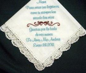 Wedding Handkerchief for Mother of Bride in Spanish 120S