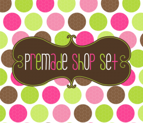Premade Luulla Shop Set - Pink Olive Polkas