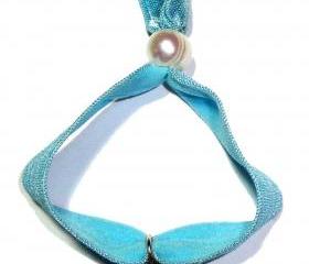 Soft hair Tie Elastic Bracelet accentuated by 18k gold-filled Padre Nuestro Pendant 