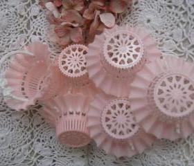 Pretty Vintage Pink and White Frilly Cup Cake Holders 1950s
