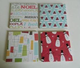 Christmas Print Tile Coasters