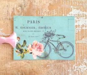 Paper Tag, Gift Tag, French, Paris, Bicycle, Roses