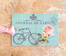 Paper Tag, Gift Tag, French, Paris, Bicycle, Vintage, Floral