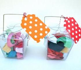Hair Tie Gift Set in Chinese Take Out Box - 10 Elastic Hair Ties - No Tug Hair Ties Gift Box - Girls Birthday Gift - Fabric Hair Ties