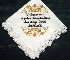 Wedding Handkerchief for Mother of Bride with Free Gift Box and Free shipping in the US 125S