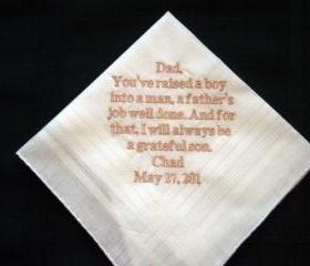 Personalized Wedding Gift-Wedding handkerchief from Groom to his Father 13B