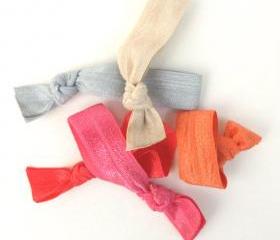 Kids Hair Ties (5) - Emi Jay Inspired Elastic Hair Ties (5) - Fabric Hair Bands - No Tangle Hair Ties - Ribbon Ponytails 